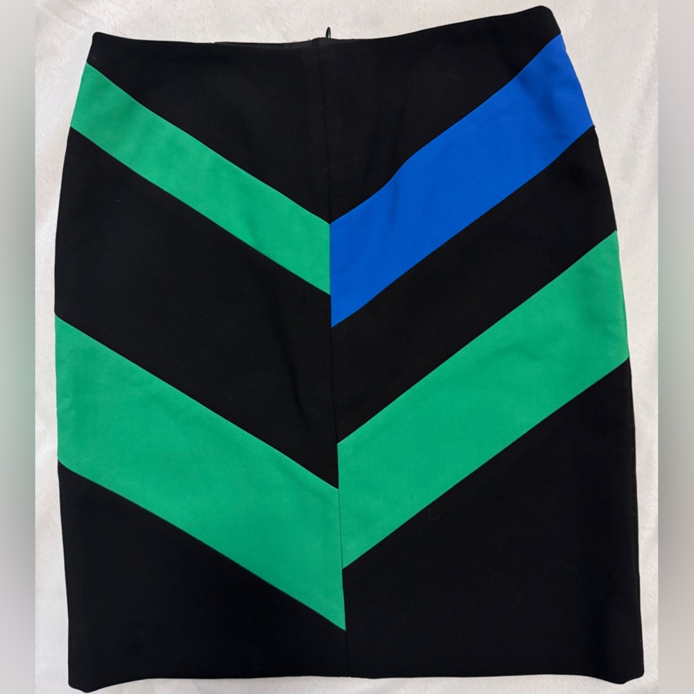 Like New Carlisle Rothko pencil skirt blue green black colorblock chevron